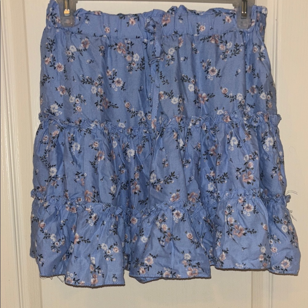 New Look Blue Bubble Mini Skirt with Tiered Ruffles